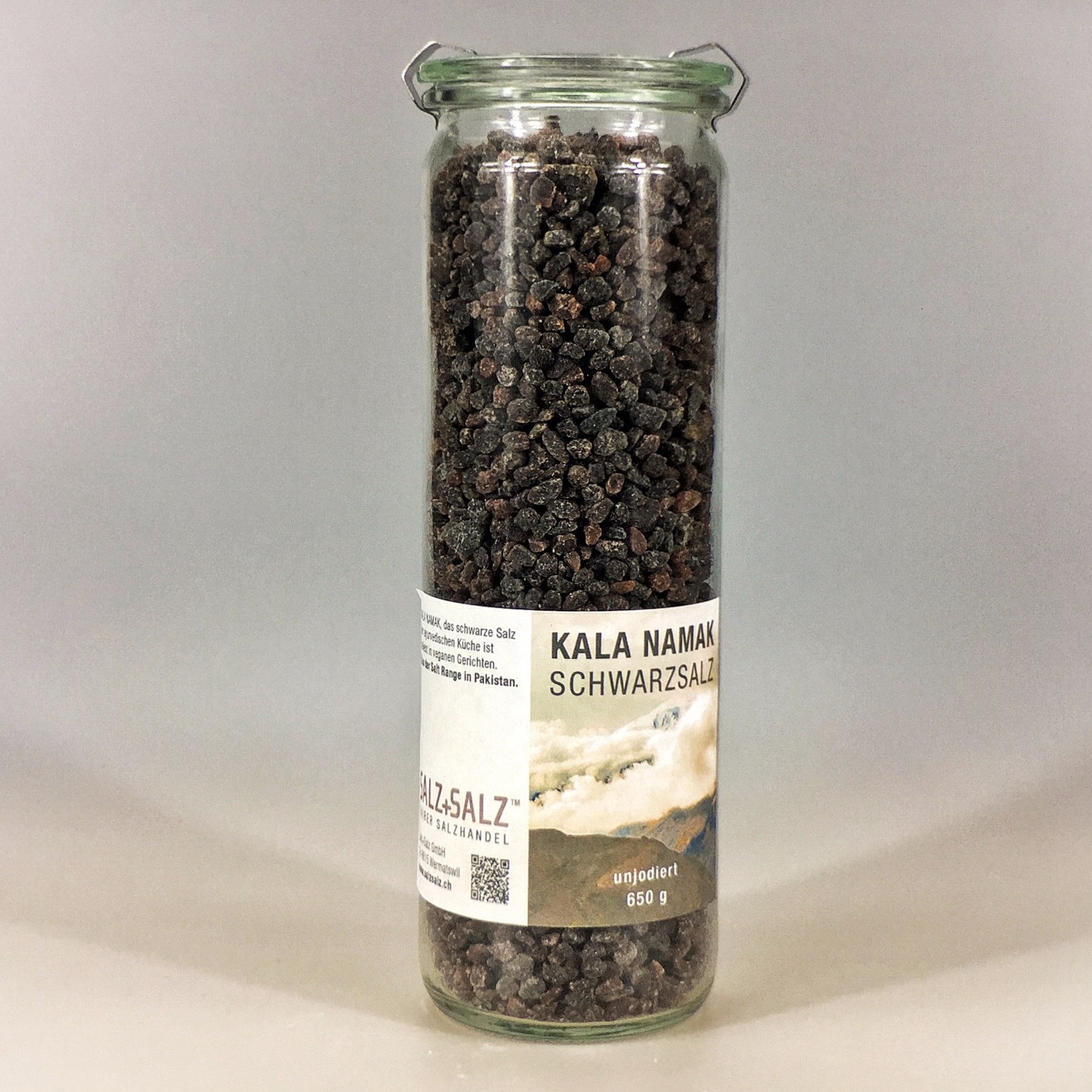 Kala Namak schwarzes Salz grob gemahen im Glas 650 g