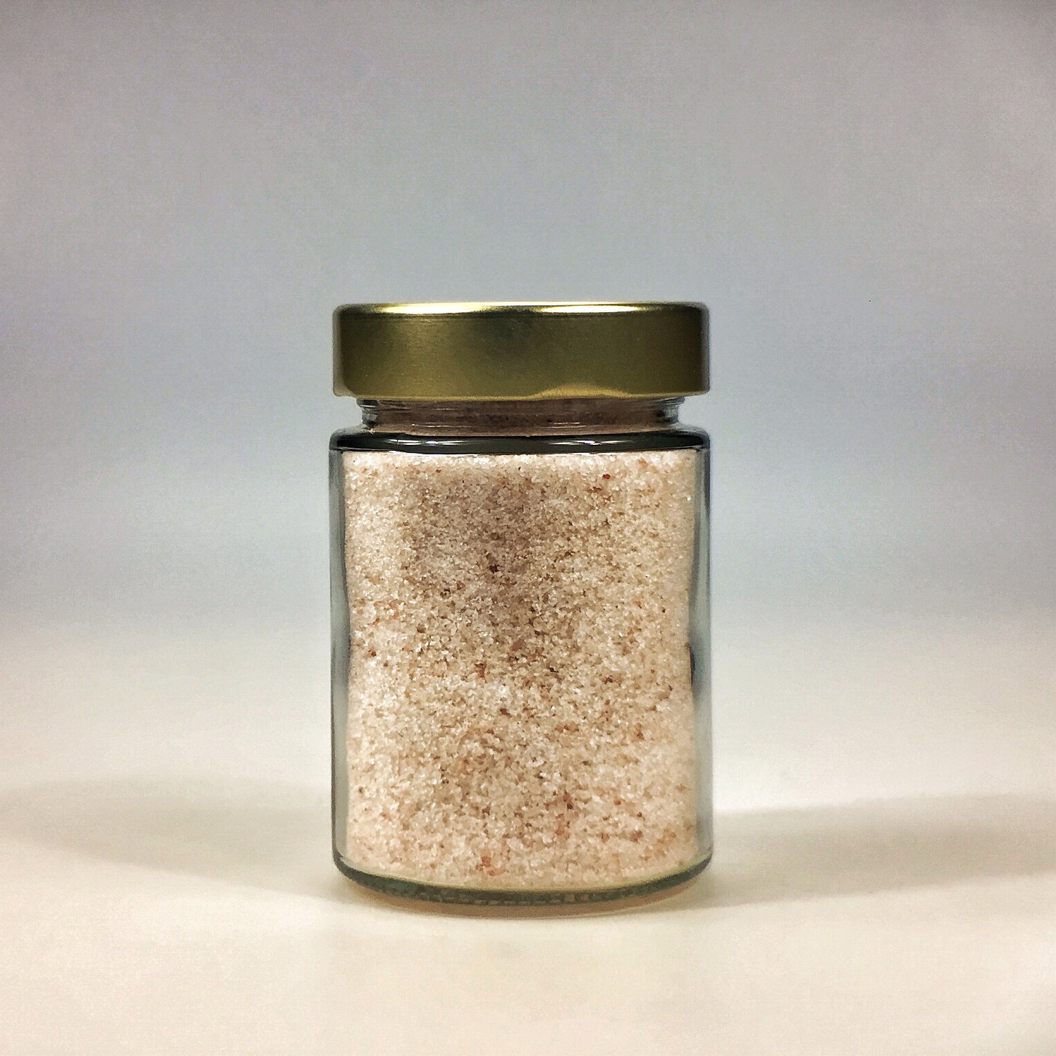 Himalaya Salz fein gemahlen für Salzstreuer im kleinen Glas mit Golddeckel