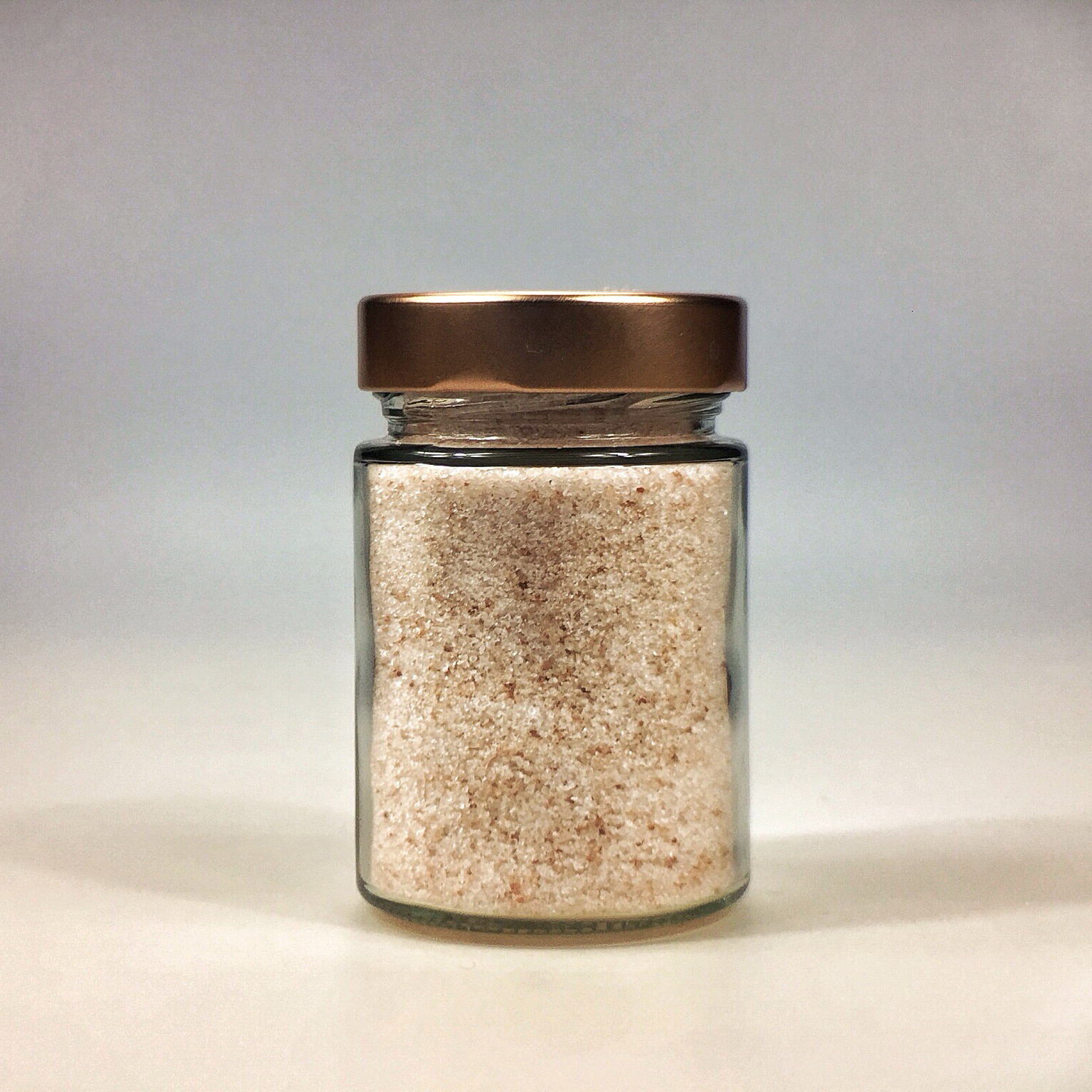 Himalaya Salz fein gemahlen für Salzstreuer im kleinen Glas mit Kupferdeckel