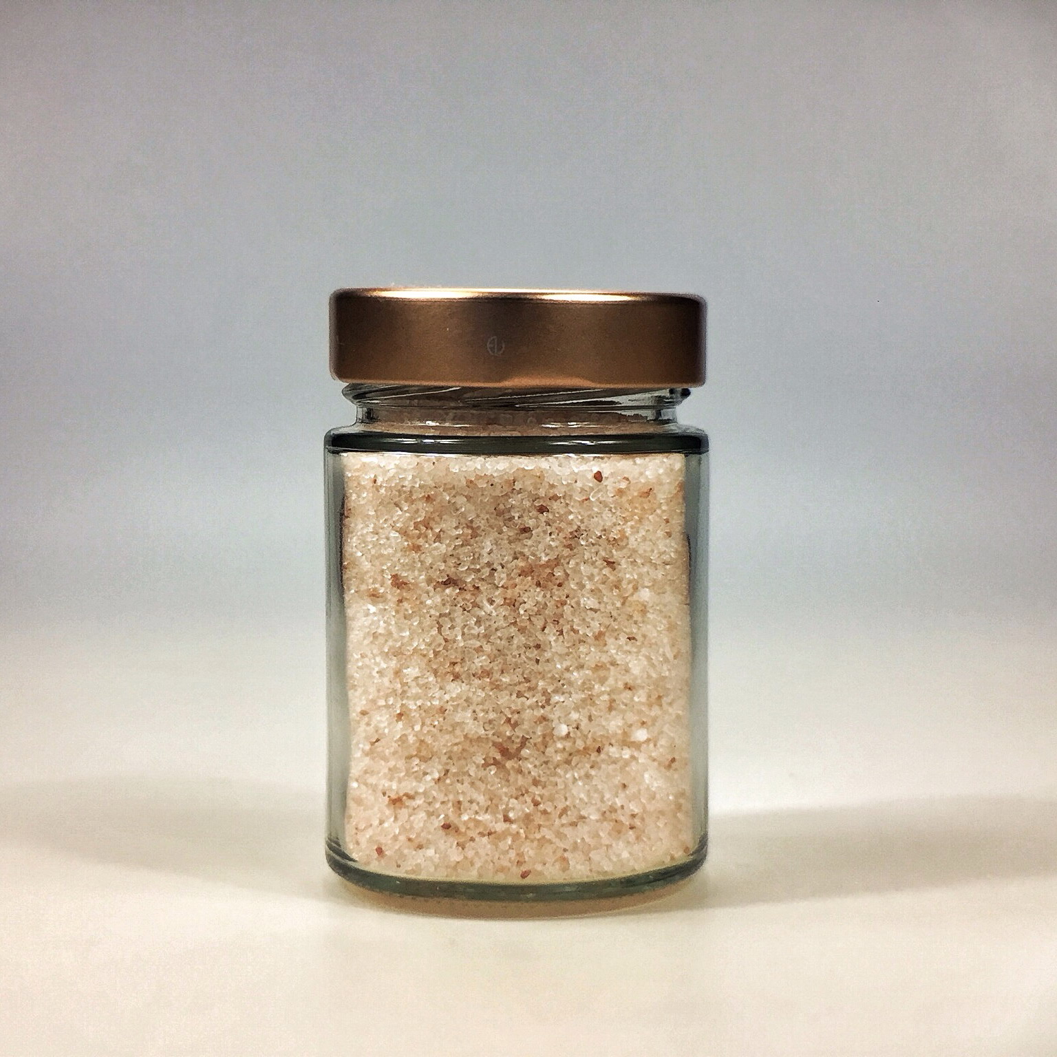 Himalaya Salz körnig gemahlen für Salzstreuer im kleinen Glas mit Kupferdeckel